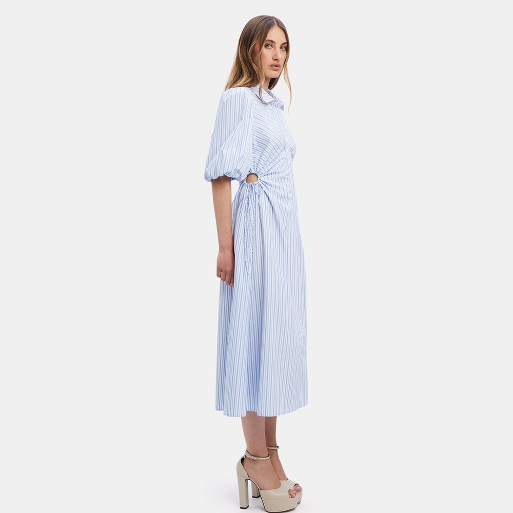 NWT Bardot Puff Sleeve Midi Dress Size 2 Blue